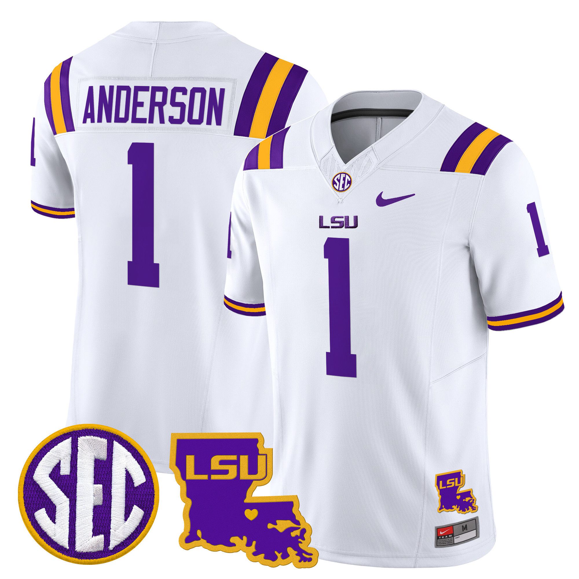 Men LSU Tigers #1 Anderson White 2024 Nike Louisiana Patch Vapor Limited NCAA Jersey->indianapolis colts->NFL Jersey